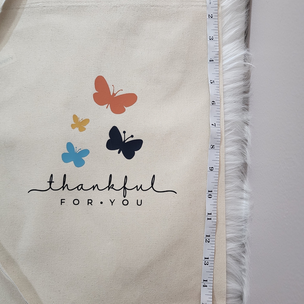 Port Authority Tote with Butterfly Design - Cream, Orange, Blue, Black Gift Bag - Picture 3 of 4